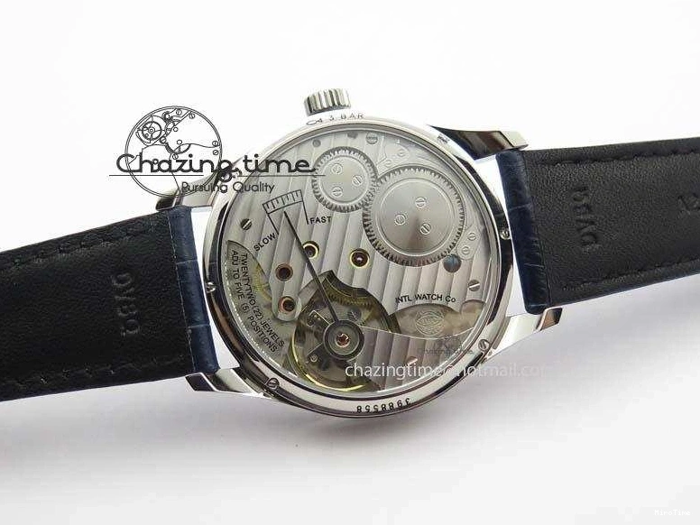 MIROTIME 0421 Portuguese IW5444 SS White Dial Blue Numbers On Blue Leather Strap A Modern 7258